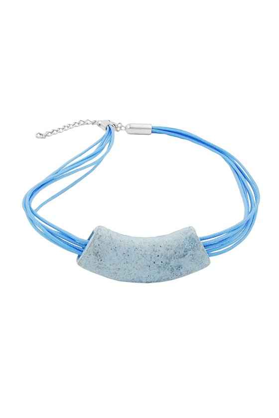NECKLACE TUBE FLAT CURVED JEANS-BLUE 50CM