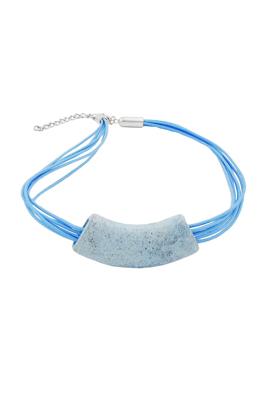 NECKLACE TUBE FLAT CURVED JEANS-BLUE 50CM