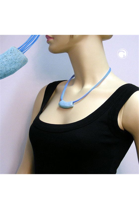 NECKLACE TUBE FLAT CURVED JEANS-BLUE 50CM