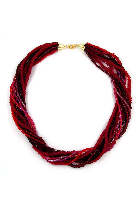 NECKLACE ROCAILLE WINE-RED