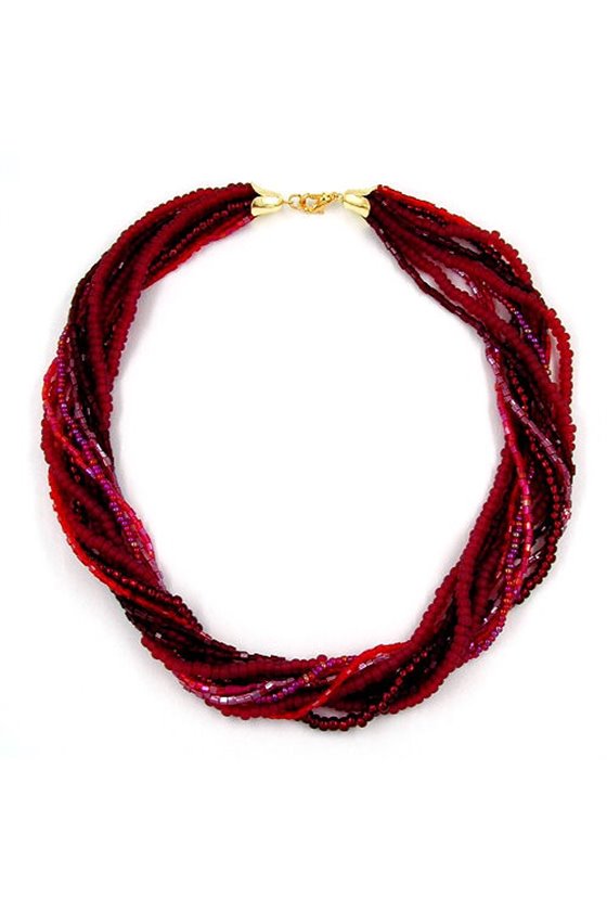 NECKLACE ROCAILLE WINE-RED