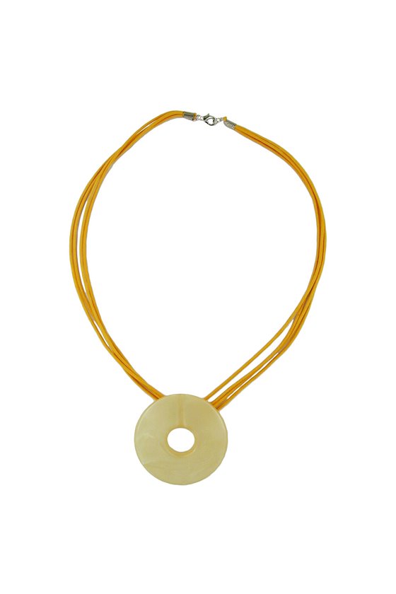 NECKLACE ROUND PENDANT YELLOW/ORANGE