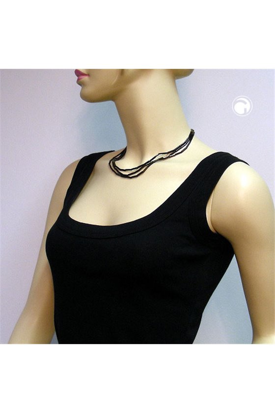 NECKLACE THIN BLUE GLASS BEADS AB