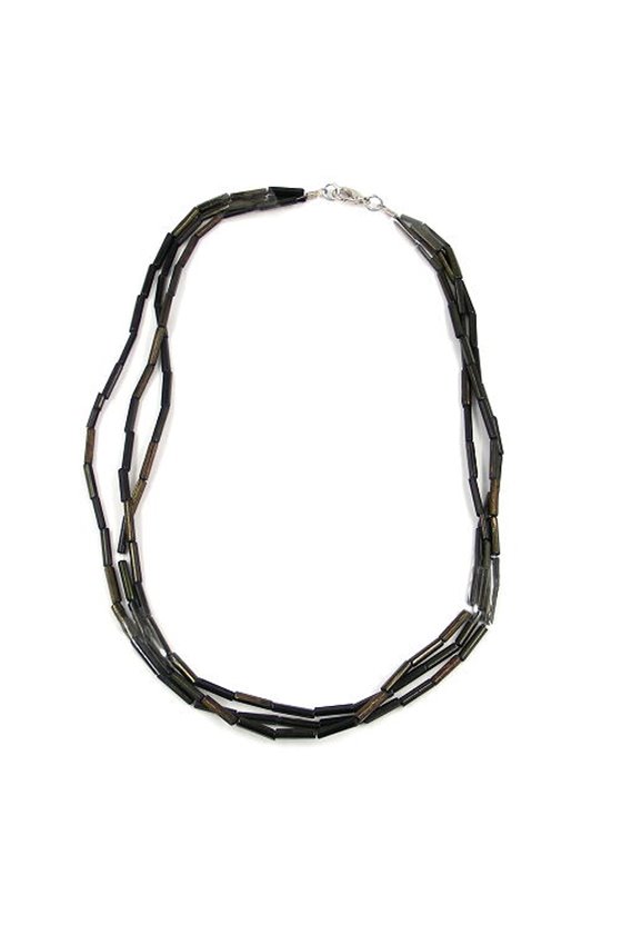 NECKLACE THIN BLUE GLASS BEADS AB