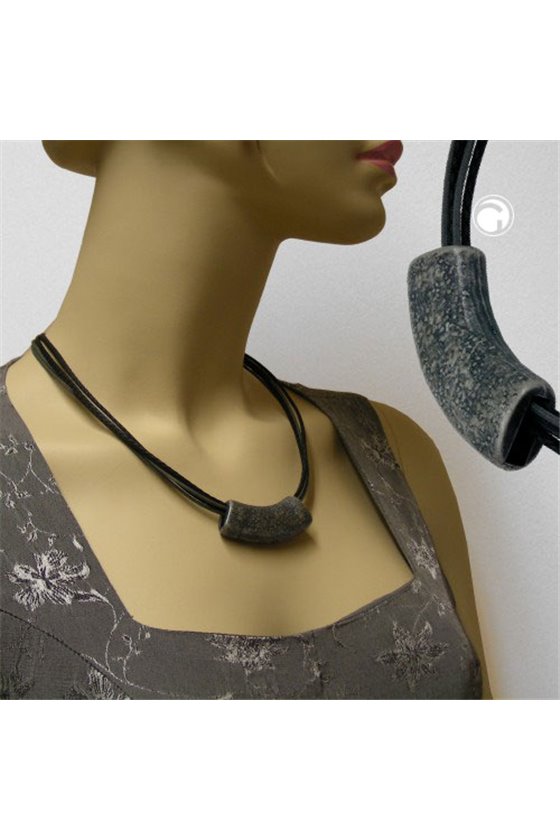 NECKLACE TUBE FLAT CURVED SILVER-GREY 50CM