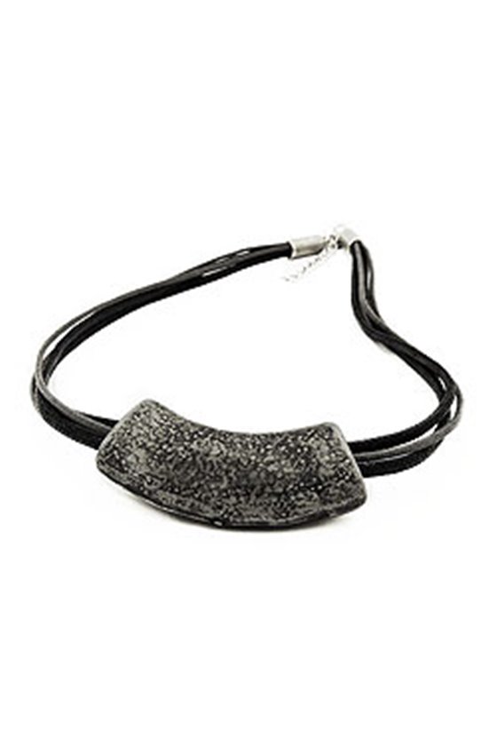 NECKLACE TUBE FLAT CURVED SILVER-GREY 50CM