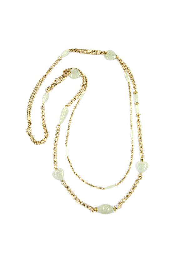 NECKLACE BEADS MINT GOLD PLATED