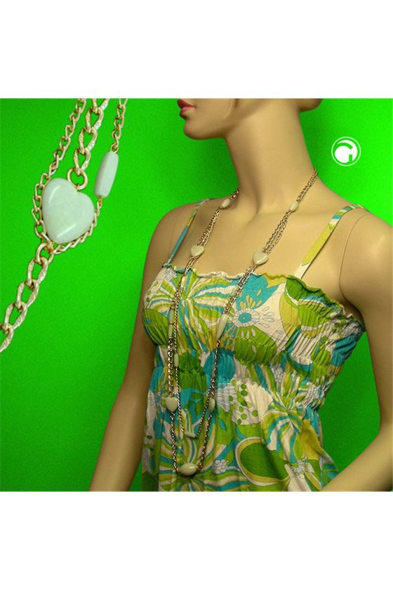 NECKLACE BEADS MINT GOLD PLATED
