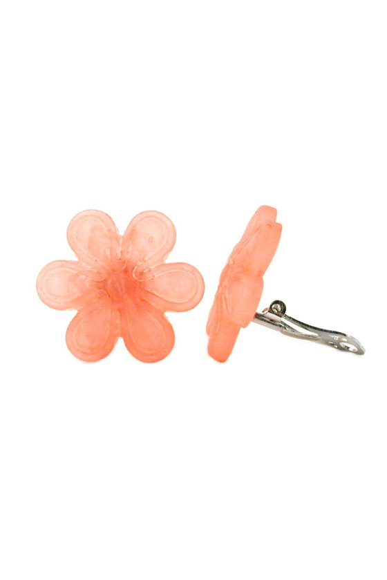 CLIP-ON EARRING FLOWER LIGHT RED MATTE