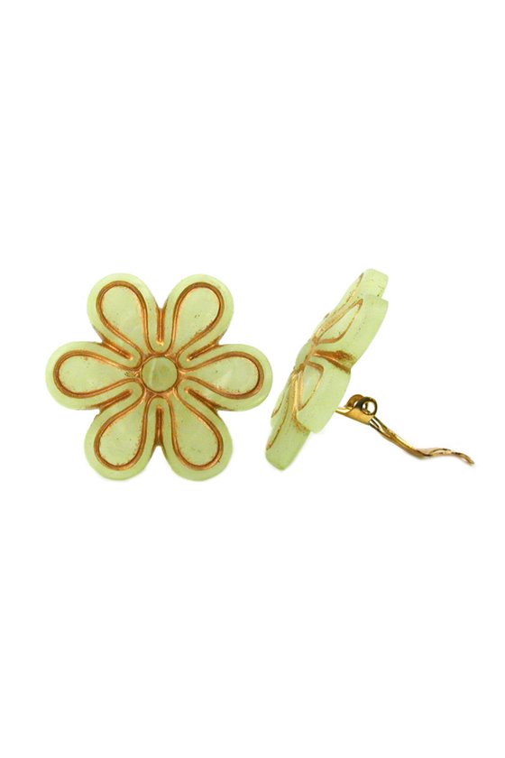 CLIP-ON EARRING FLOWER LIGHT GREEN