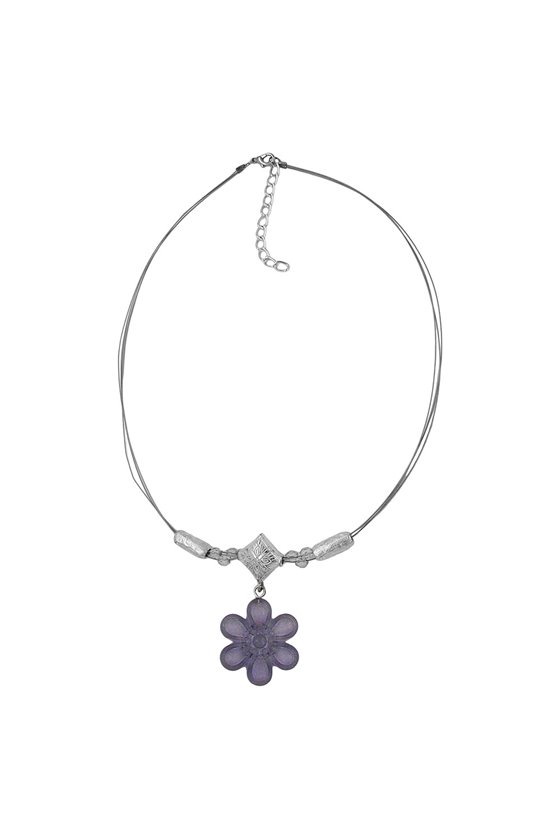 NECKLACE FLOWER PENDANT GREY
