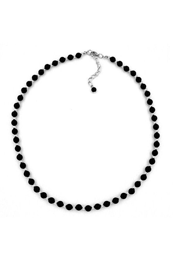 NECKLACE BLACK/SILVER BEADS