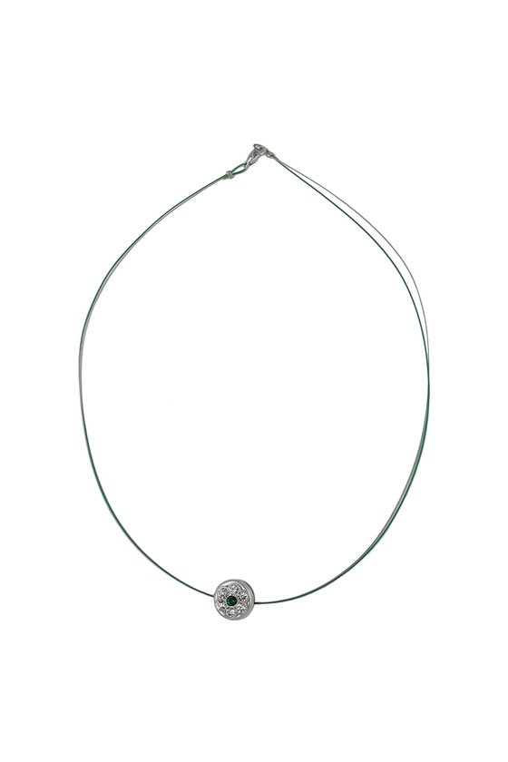 NECKLACE RHINESTONES ROUND GREEN 42CM