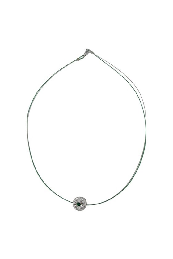 NECKLACE RHINESTONES ROUND GREEN 42CM