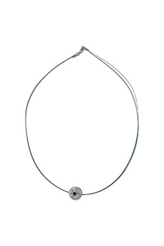 NECKLACE RHINESTONES ROUND GREEN 42CM