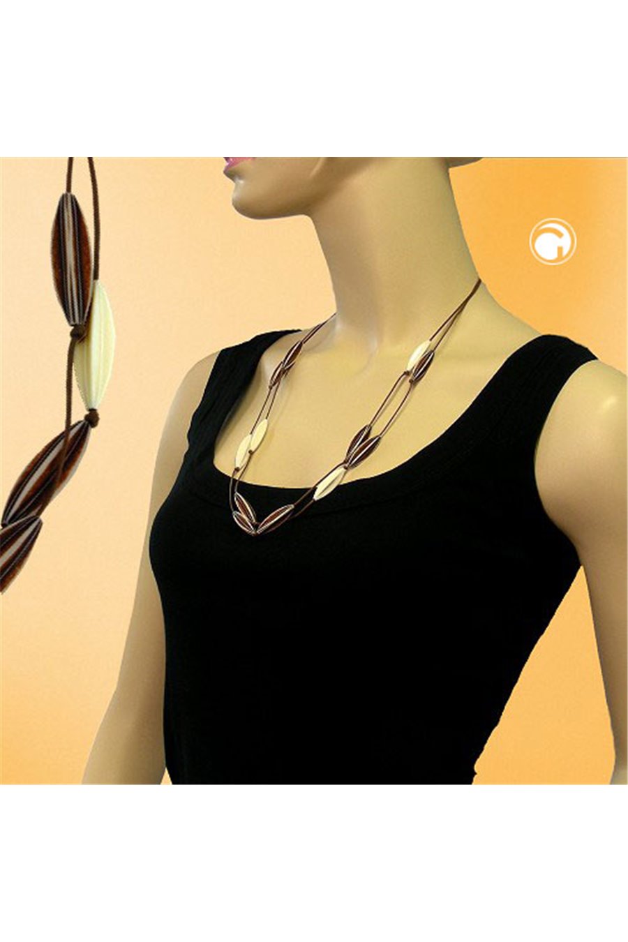 NECKLACE OLIVE-SHAPE WITH GROOVES