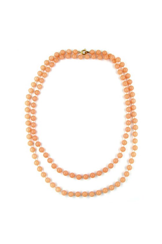 NECKLACE 8MM BEADS APRICOT/ DULL