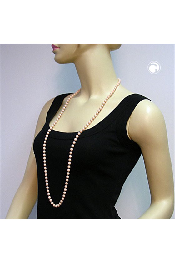 NECKLACE 8MM BEADS APRICOT/ DULL