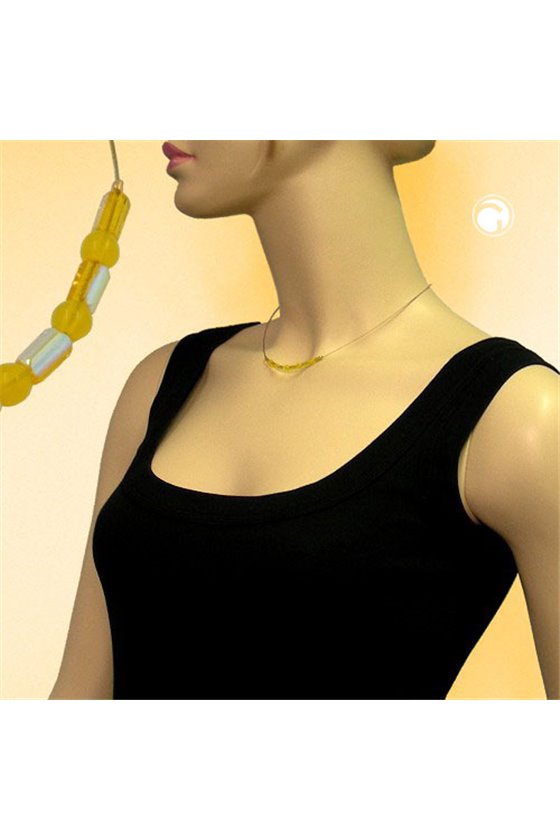 NECKLACE GLASS BEADS YELLOW MIRRORED
