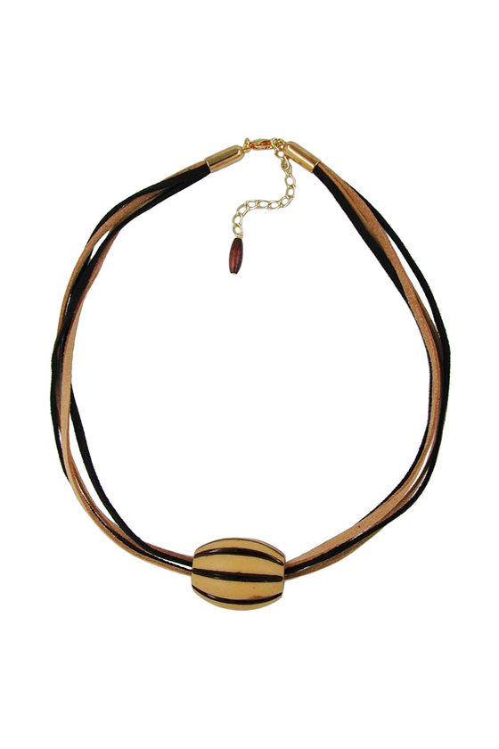NECKLACE BEADS LIGHT-BROWN & BROWN 50CM