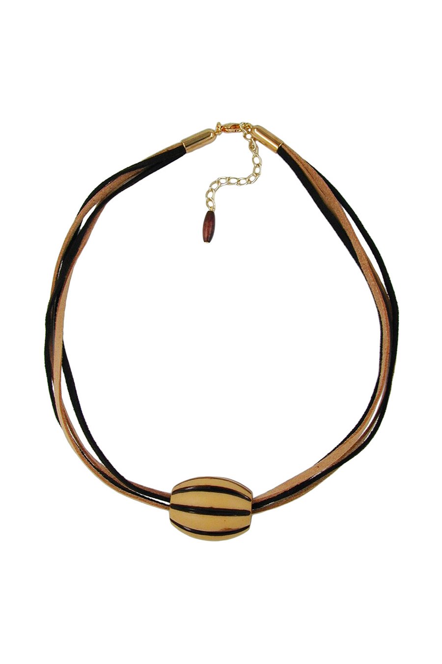 NECKLACE BEADS LIGHT-BROWN & BROWN 50CM
