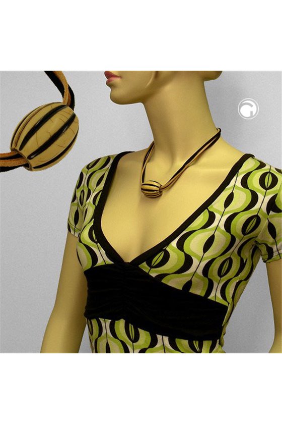 NECKLACE BEADS LIGHT-BROWN & BROWN 50CM