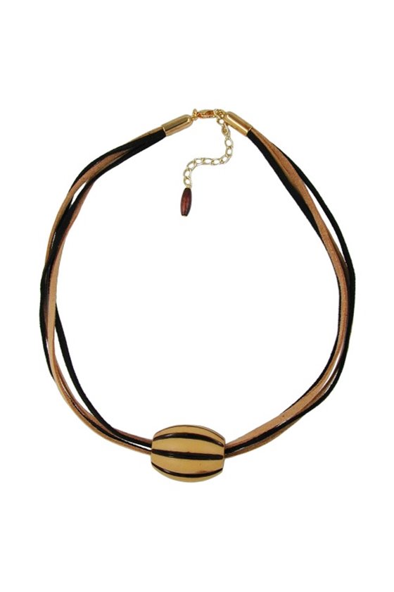 NECKLACE BEADS LIGHT-BROWN & BROWN 50CM