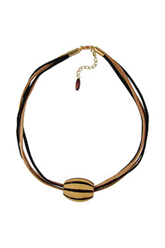 NECKLACE BEADS LIGHT-BROWN & BROWN 50CM