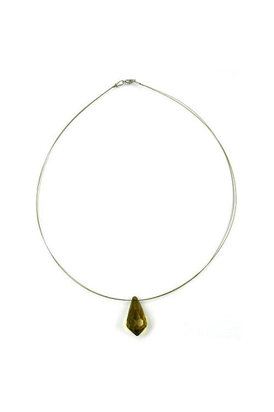 NECKLACE PENDANT FACETED BEAD OLIVE GREEN