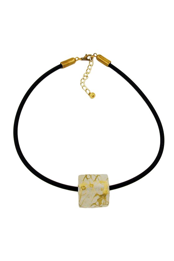 NECKLACE CUBIC BEAD PENDANT GOLD COLOURED