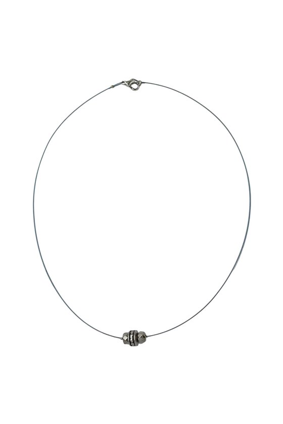 NECKLACE FACETED RINGS SILVER-COLOURED