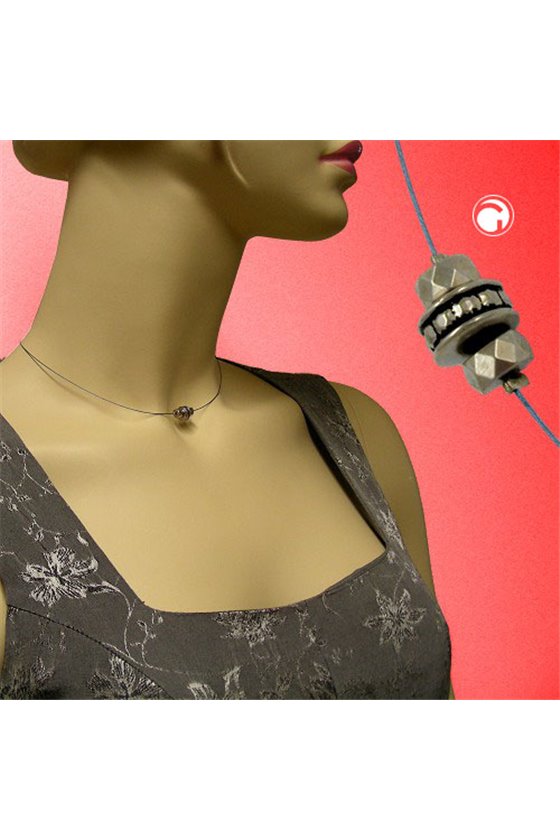 NECKLACE FACETED RINGS SILVER-COLOURED