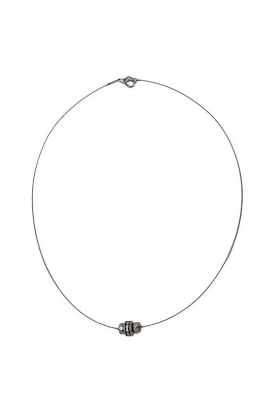 NECKLACE FACETED RINGS SILVER-COLOURED