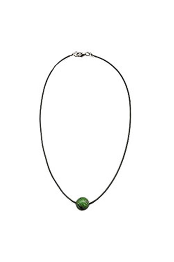 NECKLACE JEANS BEAD GREEN/ SILVER COLOURED