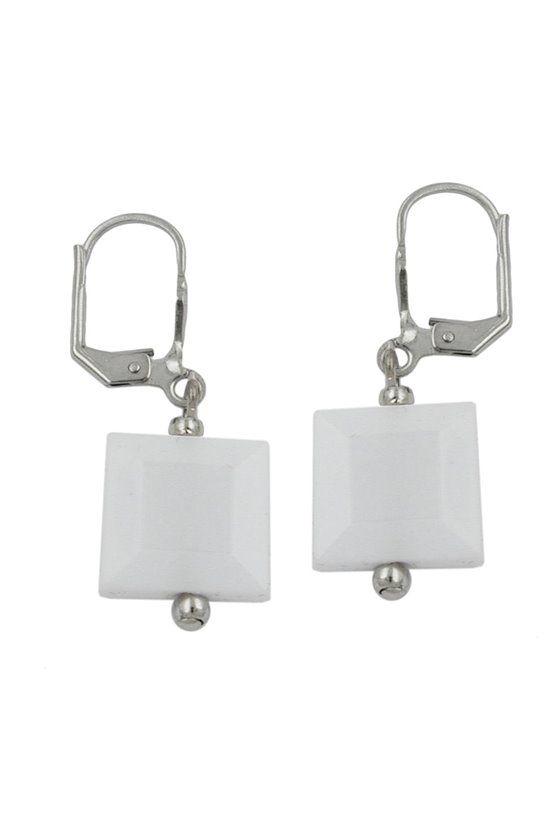 LEVERBACK EARRINGS SQUARED WHITE