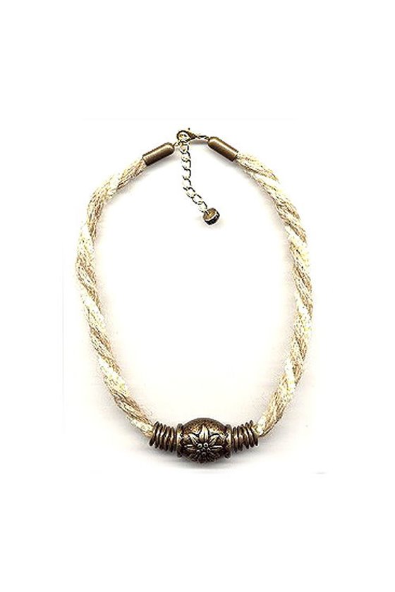 NECKLACE BEIGE CORD EDELWEISS FLOWER