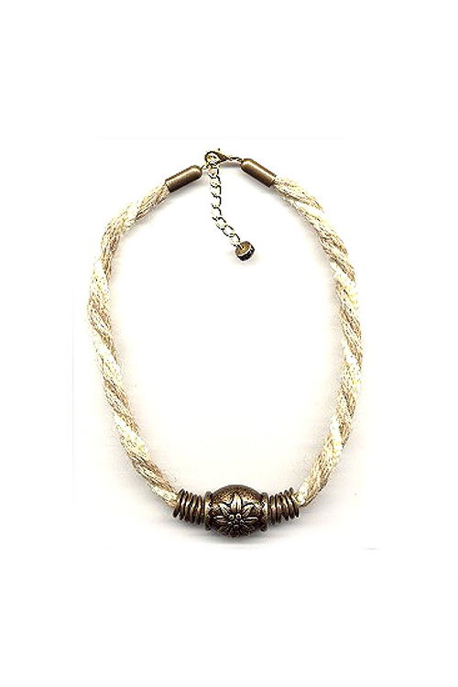 NECKLACE BEIGE CORD EDELWEISS FLOWER