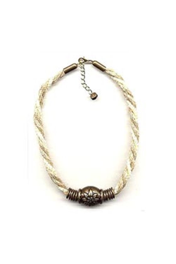 NECKLACE BEIGE CORD EDELWEISS FLOWER