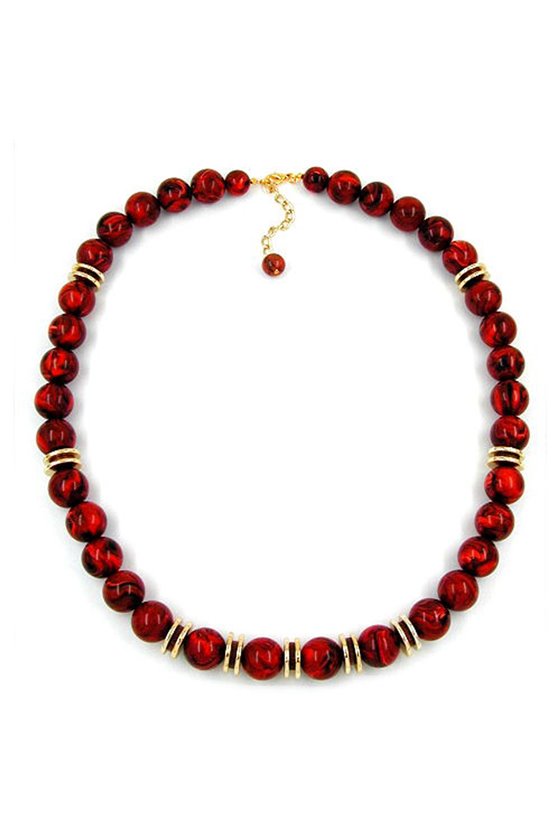 NECKLACE BEADS 16MM RED MARBLED