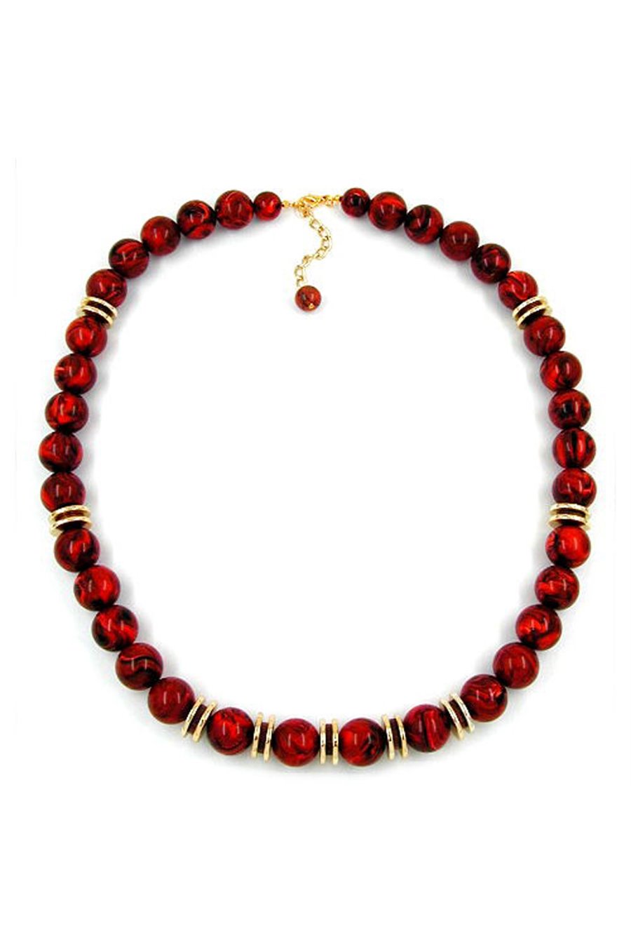 NECKLACE BEADS 16MM RED MARBLED