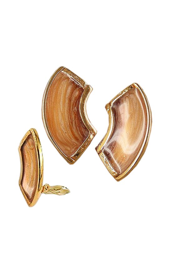CLIP-ON EARRING BROWN GOLD ENAMELLED
