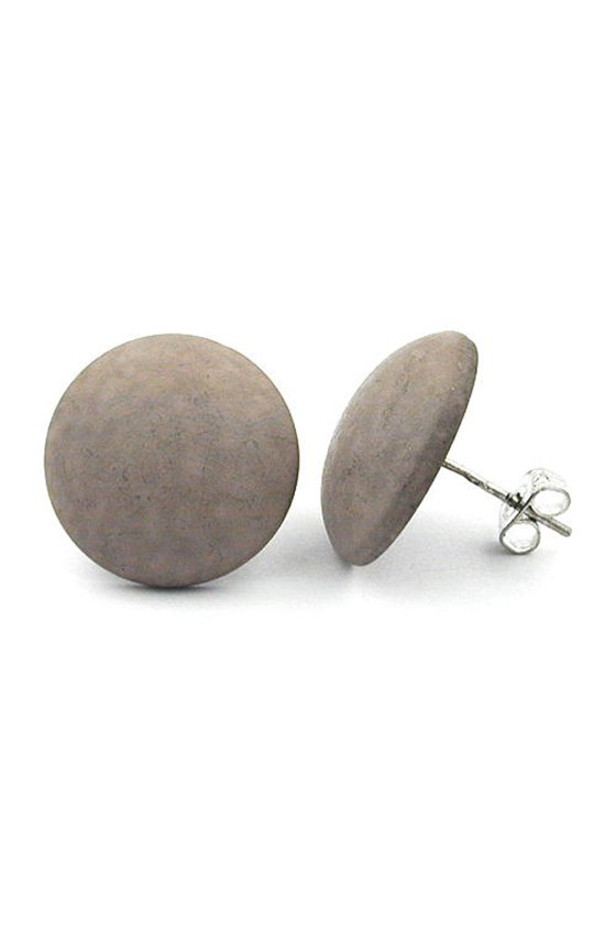 EARRINGS ROUND GREY MATTE