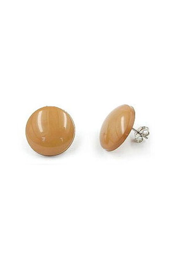 EARRINGS ROUND BEIGE SHINY