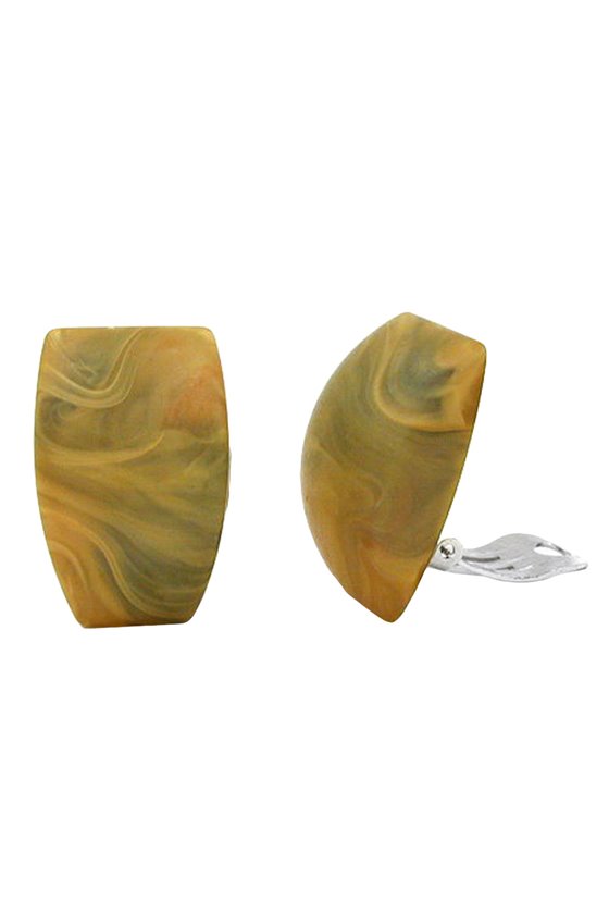 CLIP-ON EARRING TRAPEZIUM KHAKI MARBLED