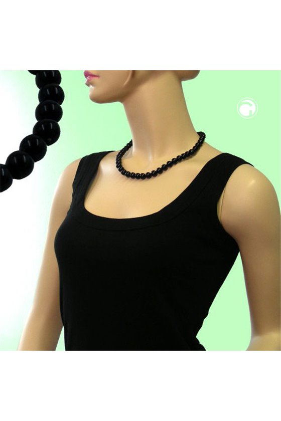 NECKLACE BEADS 10MM BLACK