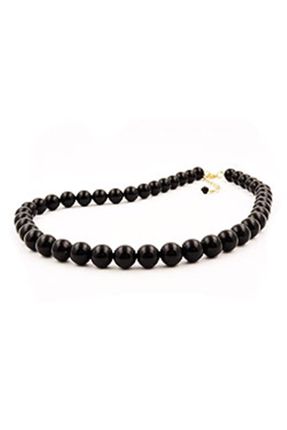 NECKLACE BEADS 10MM BLACK