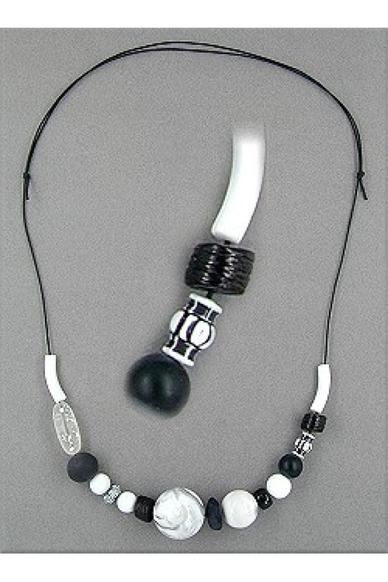NECKLACE BEADS BLACK-GREY