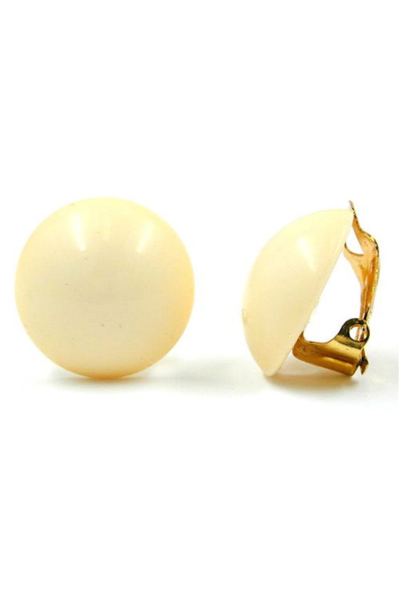 CLIP-ON EARRING ROUND CREME BEIGE 20MM