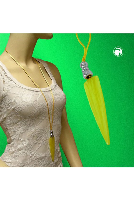 NECKLACE TRIANGLE YELLOW MARBLED CHROME COLOURED
