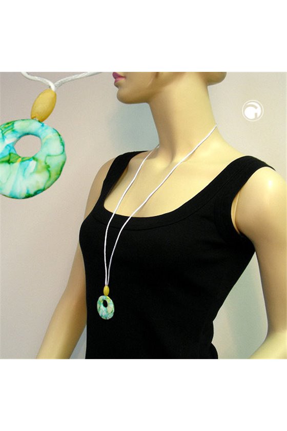 NECKLACE YELLOW/ TURQUOISE/ WHITE MARBLED